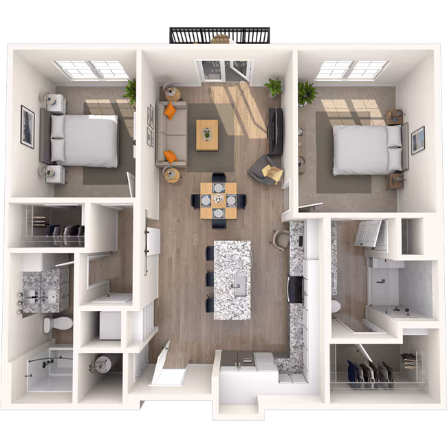 Traditional 2x2 1080-1181 SF-FP 6307 floor plan